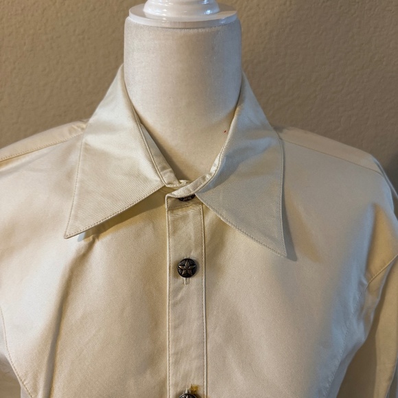 Men's Stubbs Western Wear Cream Long Sleeve Star Button High End Shirt - Picture 2 of 7